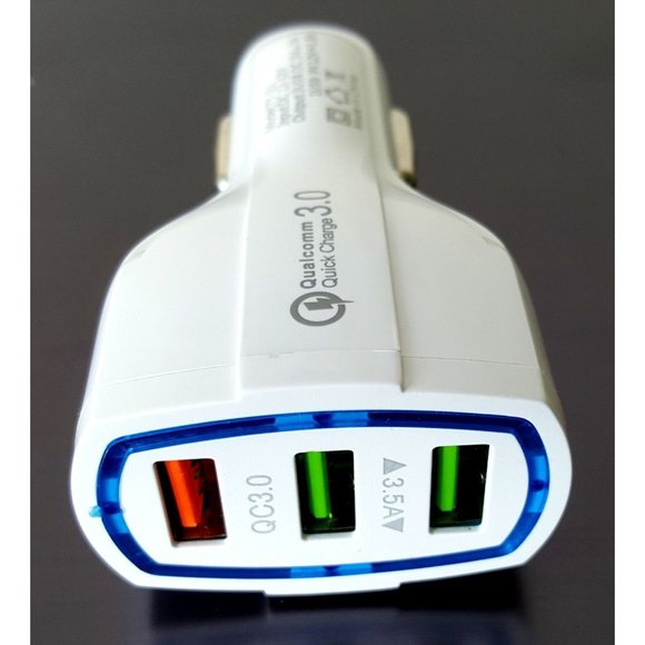 Triple Port Car Phone Charger Adapter Lighted Ports QC Charger - Picture 5 of 5